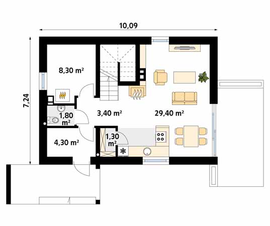 Projekt domu Zeo 3 - rzut parteru