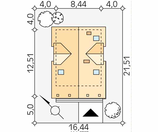 Projekt domu Zięba - usytuowanie na działce