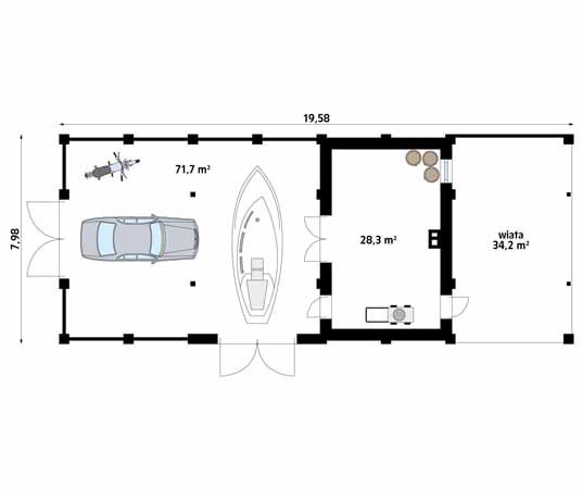 Projekt garażu Zmierzch - rzut parteru