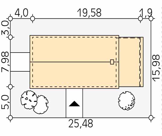 Projekt garażu Zmierzch - usytuowanie na działce