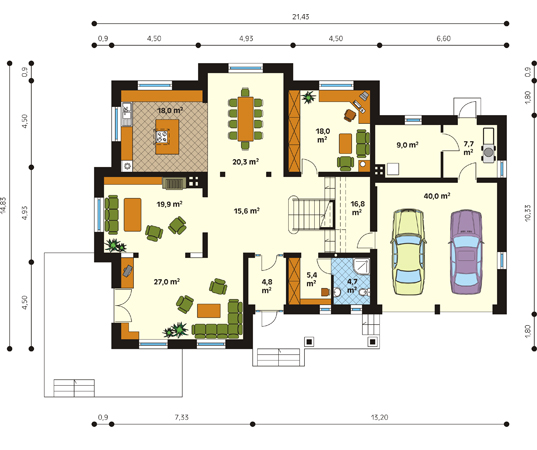 Projekt domu Żuraw - rzut parteru