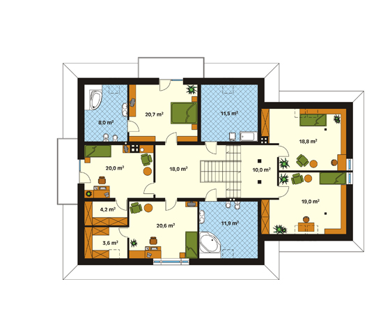 Projekt domu Żuraw - rzut poddasza