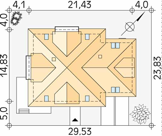 Projekt domu Żuraw - usytuowanie na działce