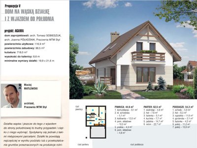 Dom na wąską działkę i z wjazdem od południa